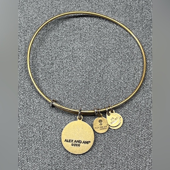 Alex and Ani gold tone bangle bracelet w/Everything Happens for a Reason charm. - Picture 2 of 2